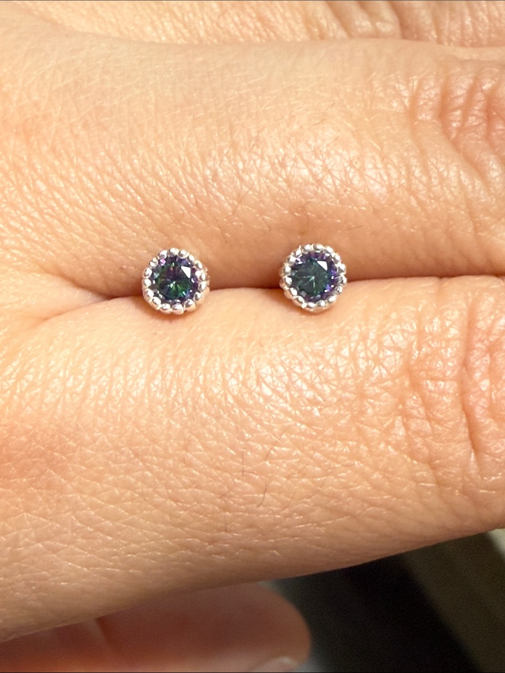 950 silver earrings with blue-green mystical topaz Peruvian Silver